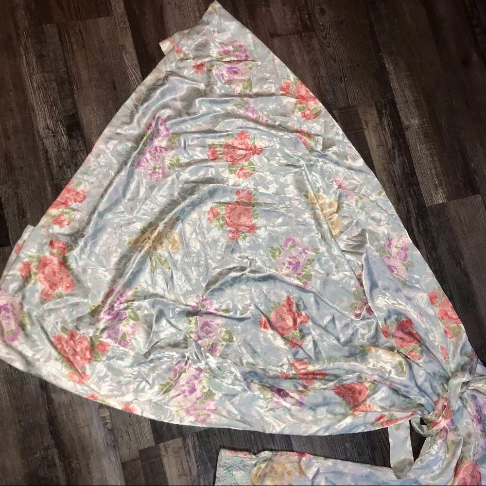 Vtg 80s Neiman Marcus Silk Fairycore/Cottagecore Coquette Lolita Floral Robe - Picture 8 of 14